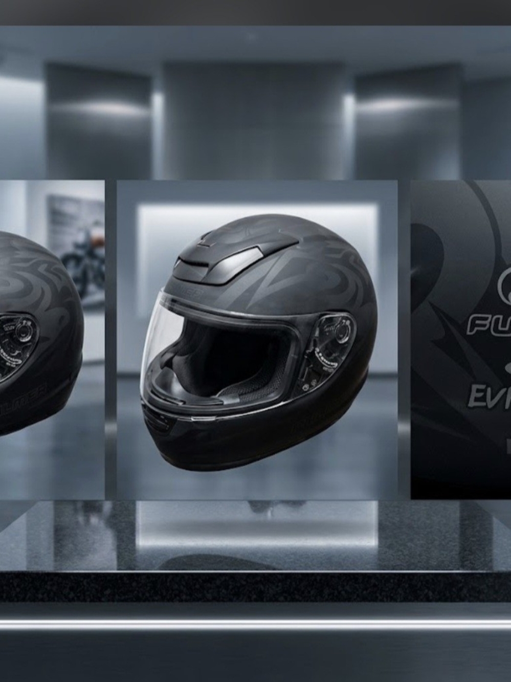 Matte Black Full-Face Motorcycle Helmet with Clear Visor